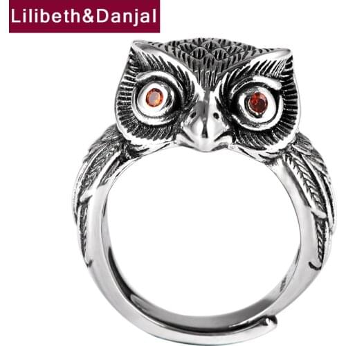 Owl Patron Saint Adjustable Ring Real 925 Sterling Silver Gothic Women Men Brand Jewelry 2020 New Arrival Designer Wholesale R06