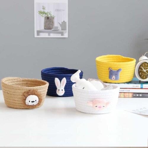 Nordic Style Storage Basket Office Sundries Cotton Thread Handmade Knitting Desk Storage Basket Organizer