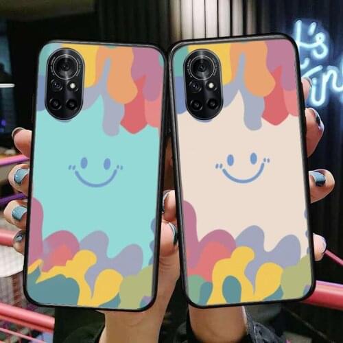 Cute Smile Pattern Soft Shell Clear Phone Case For Huawei Honor 20 10 9 8A 7 5T X Pro Lite 5G Black Etui Coque Hoesjes Comic F