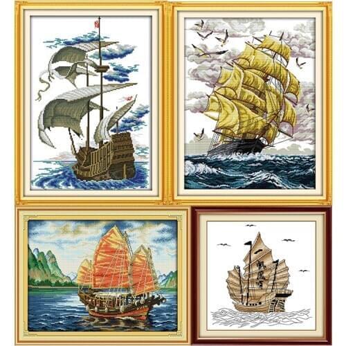 Joy Sunday Sail Thousands Of Miles Cross Stitch Sets Embroidery Needlework Kits11CT14CT Cross Stitch Pattern DIY Needlework Sets