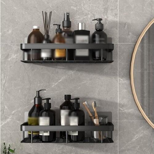 Punch-free Bathroom Wall Shelf Simple Shelf Kitchen Storage Rack Shelf BathroomKitchen Cosmetics Organizer Racks Desk Organizer