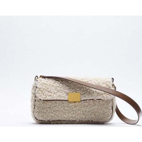 2020 New Lamb Wool Women Armpit Bag Fashion Wild Small Square Bags Female Shoulder Messenger Bag Casual Tote Handbags Purse New