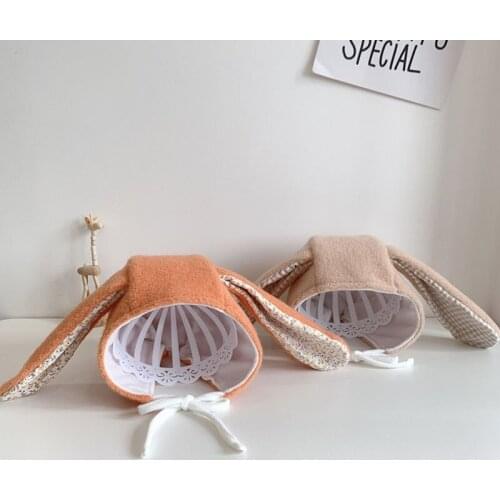 Cartoon Autumn Winter Warm Bunny Baby Hat Solid Color Plush Kid Girl Boy Toddler Beanie Cap Soft Ear Protection Newborn Bonnet