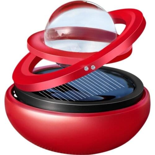 Car Solar Power Air Freshener, Aromatherapy Fragrance Diffuser Interstellar Suspension Double Ring Air Diffuser