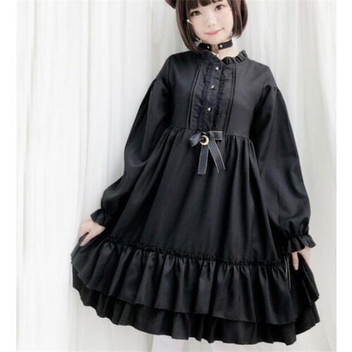 Lolita dress soft sister wind retro dark cute bow moon lolita skirt ruffled cute dress B294