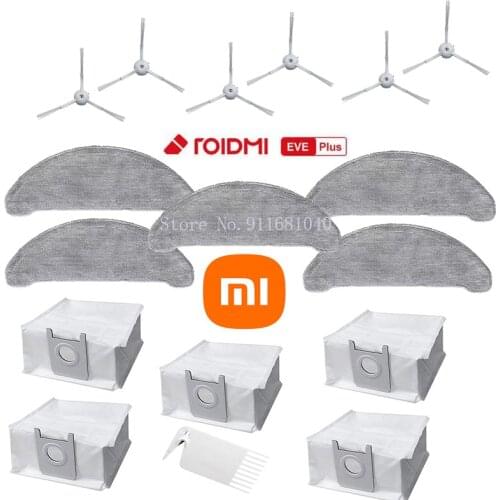 ROIDMI EVE Plus Robot Vacuum Cleaner Accessories Original Dust Bags Mop Cloths Rolling Brush Filter Side Brush Disposable Mops