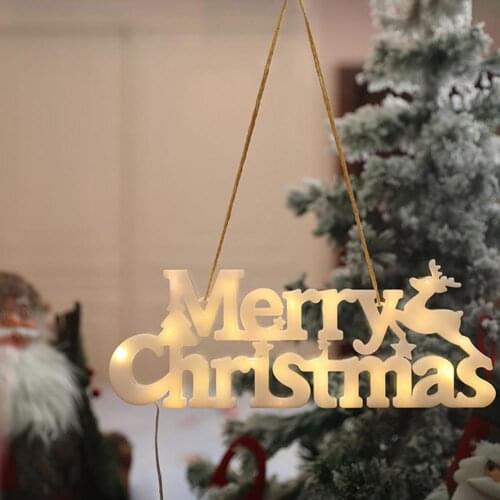 Christmas LED Luminous Lights Merry Christmas Letter Light Pendant Christmas Decoration Door Ornaments Hanging For Home Decor