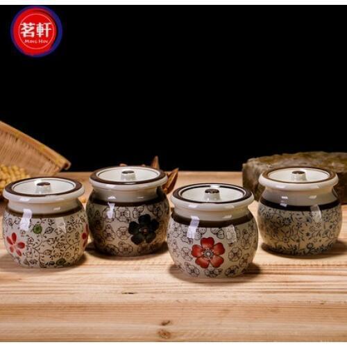 Sugar salt seasoning cans ceramic glaze antique suit creative Japanese hand