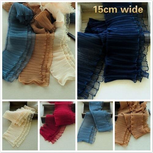 Three-layer Pleated Ruffled Edge Tulle Lace Fabric DIY Clothes Cuff Skirt Hem Trim Fast Stitching Accessories Textile Material