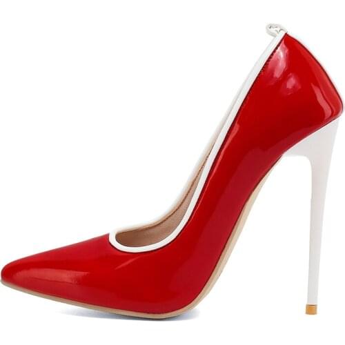 Fashion Womens Shoes Summer Elegant New Consice Red White Stilettos Heels Party Shoes Office Lady Pumps 34-43