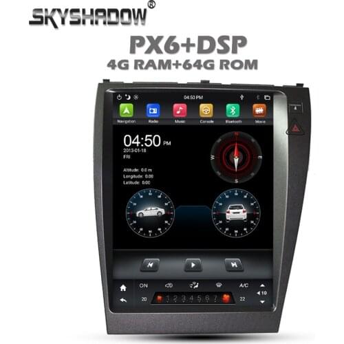 Vertical Tesla Car DVD Player DSP IPS PX6 Android 10.0 64G GPS Radio Wifi Bluetooth 5.0 for LEXUS ES240 ES350 2006 - 2012