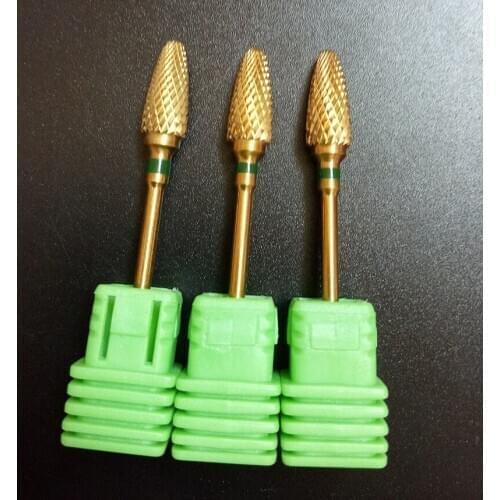 High quality 1pcs green Coarse Goden Coarse nail file drill flame Bit nail art tools electric drill bit BK407001TK