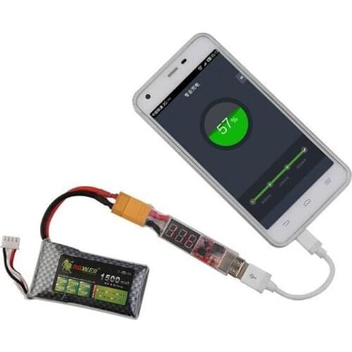 2-6S LIPO Battery Voltage Display Charger Converter XT60 T-Plug To Micro USB for Android Phone Outdoor Flight DIY Parts
