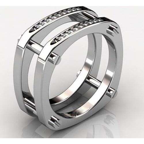 Designer Punk Double Row Silver/Gold Color Rings For Women Trendy Female Jewelry Engagement Party Accessories Birthday Gifts