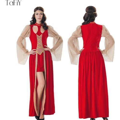 TaFiY 2018 New Halloween Party Women Queen Costumes Ladies' Fancy Dresses Adult Women Queen Princess Long Dress Cosplay Costumes