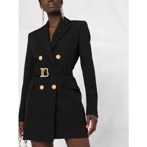 2021FW Luxury Autumn New Women Double Breasted Blazer With Belts Female Fashion Coat Jacket 2 Color Gdnz 7.12
