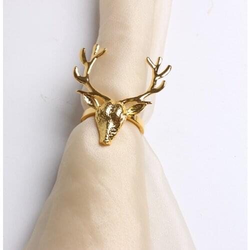 10pcs Upscale hotel Christmas metal deer head napkin ring napkin buckle mouth cloth ring napkin ring model room napkin buckle