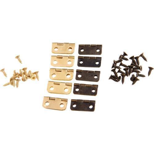 10pcs Round Hinges 16*13mm Iron Gold/Antique Bronze 4 holes Iron Decorative Vintage Jewelry Gift Box Cabinet Furniture Fittings