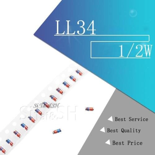100PCS ZMM 3V 3V3 3V9 4V7 5V1 7V5 8V2 10V 12V 15V 16V 18V 20V 24V LL34 SMD Zener diode package 1/2W 0.5w Chip Zener diode