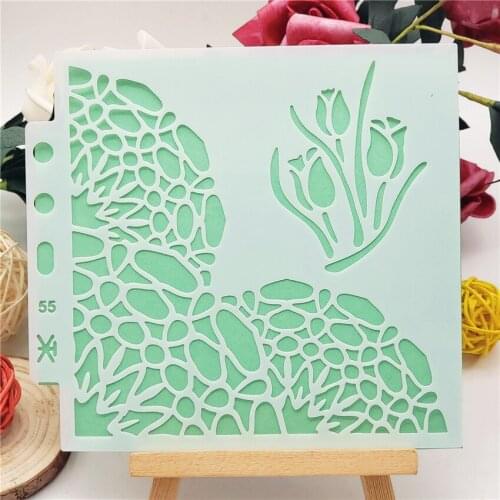 13x14cm Flowerbeds Scrapbook Stencils Spray Plastic Mold Shield DIY Cake Hollow Embellishment Printing Lace Ruler Valentine
