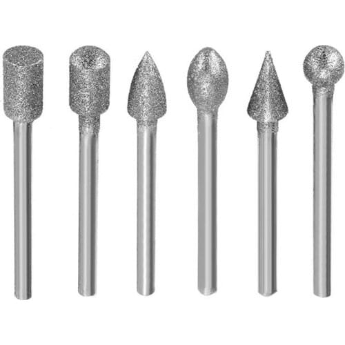 20Pcs 3mm Shank Diamond Burr Bit Cut Engraving Carving Rotary Drill Bits New L4MB