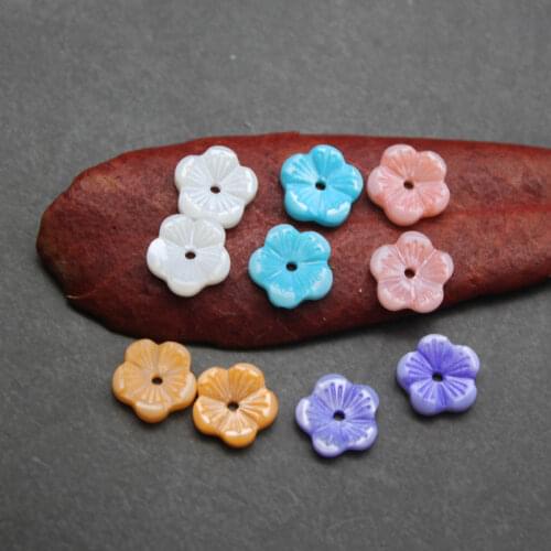 5pcs / bag natural shell flower 8mm freshwater shell dyed plum blossom jewelry making DIY necklace hairpin brooch accessories