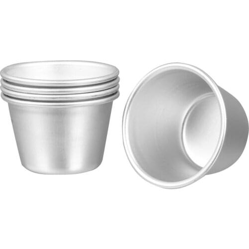 5pcs Round Pattern Kitchen Dish Cake Pan Tray Aluminum Alloy Pudding Mold