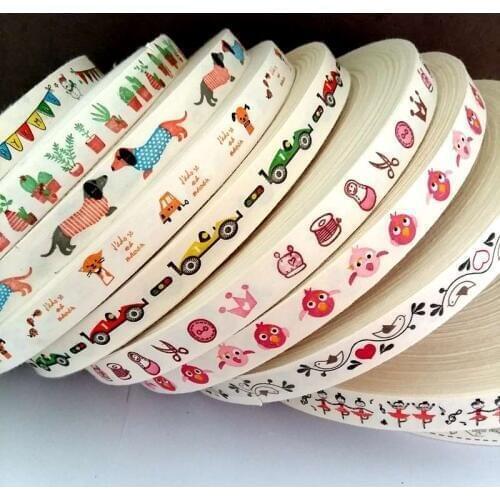 5Yards/lot 5/8 15mm Cotton Ribbon Handmade Design Printed Cotton Ribbons For Decoration DIY Sewing & Packing Accessories