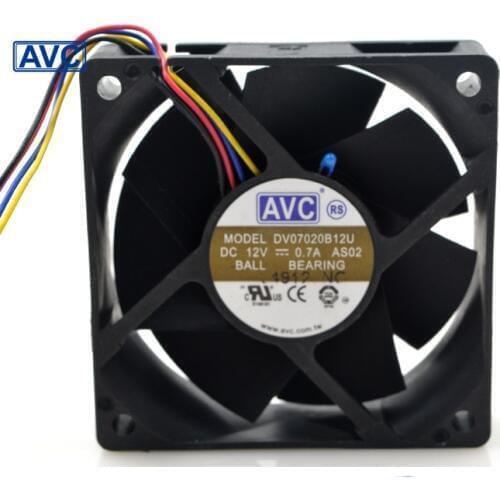 AVC DV07020B12U 7020 70mm 7cm DC 12V 0.7A dual ball bearing fan server inverter cooling fan