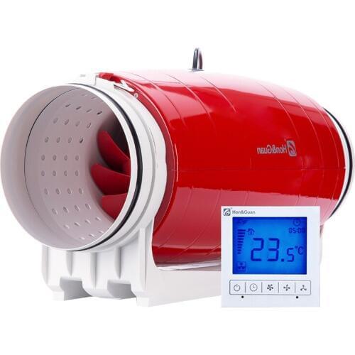 Round Duct Fan LCD Delay Three-speed Switch Silent Exhaust Fan Exhaust Fan 8 Inch HDD-200P