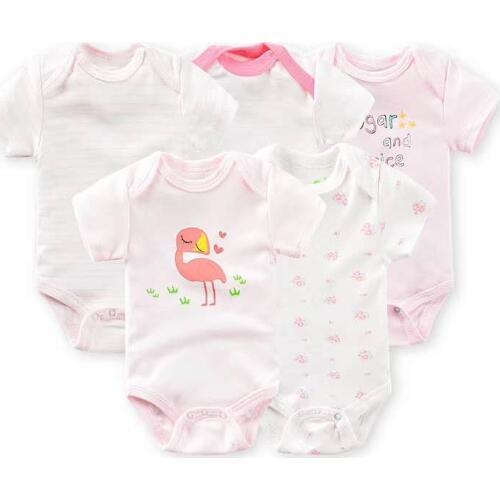5Pcs/Pack Baby Boys Girls bodysuit Infant 100% Cotton Clothes Newborn Short Sleeve Bodysuits Toddler Cartoon Jumpsuit