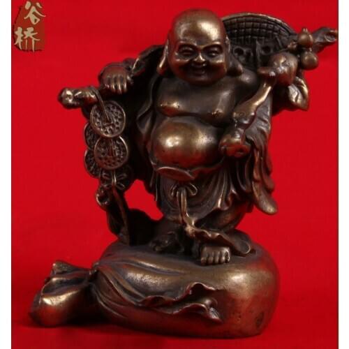 Bronze sculpture, lucky laughing buddha crafts bronze maitreya buddha bronze sculpture, decoration