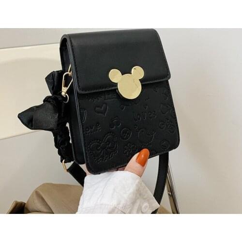 Disney Mickey Mouse Crocodile pattern Square Crossbody bag Womens Designer Handbag Lock Chain Shoulder Messenger Bag tote bag