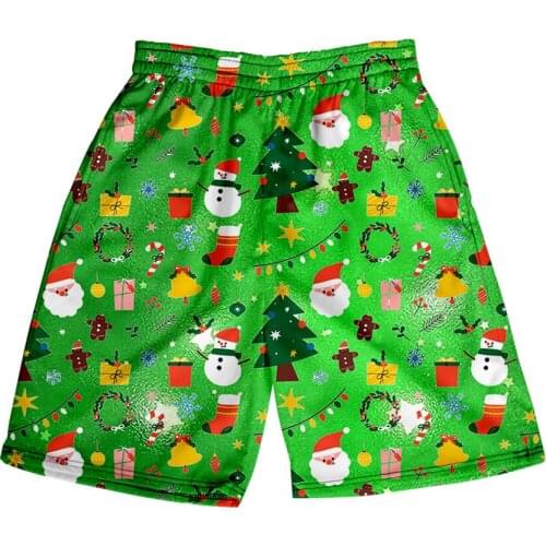 Frdun Christmas 3D Print Summer Holiday Women Men Elastic Waist Japan Streetwear Shorts Casual Streetwear Style Beach