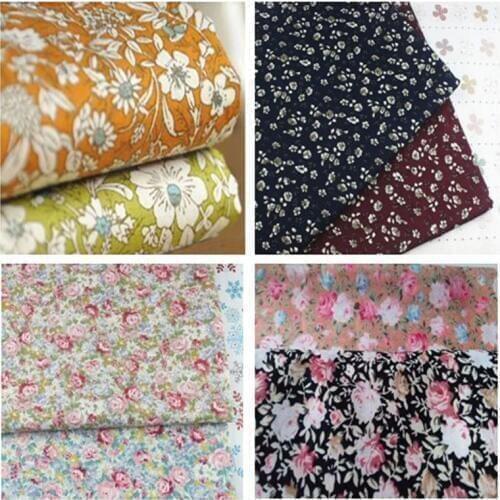 50x145cm Graceful Blooming Flowers Printed Cotton Poplin Fabric Floral Poplin Fabric Baby Cloth For DIY Sewing Bedding Dress