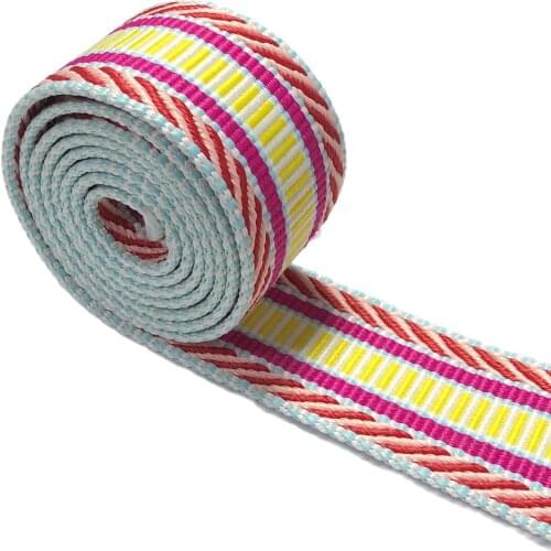 Cotton webbing 1.5 "(38mm) striped webbing colorful ribbon bag belt cloth belt canvas webbing Shape many colors many styles