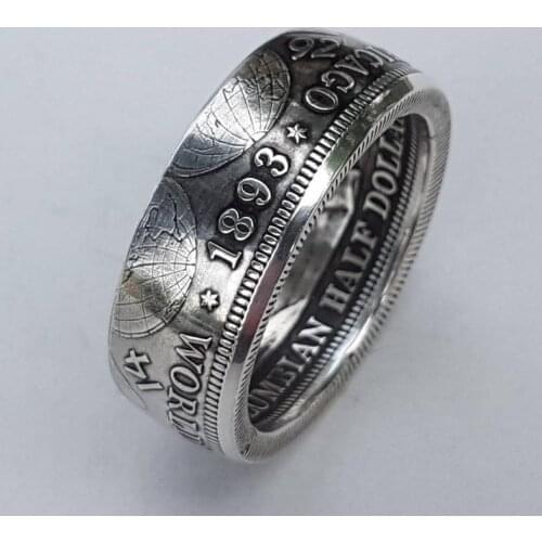 Classic Coin Ring Vintage Morgan Half Dollar "America" Engraved In 1945. We Believe We Will Collect Jewelry