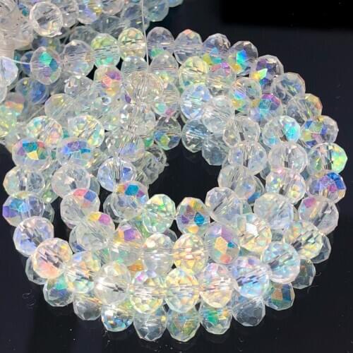 White AB Clear Rondelle Austria Crystal Beads Faceted Glass Beads Loose Spacer Beads For DIY Bracelet Jewelry Making Accessories