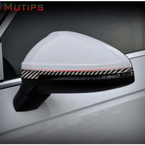 Mutips Car Rearview Mirror Anti-Rub Strips Protector Trim Cover Side Door Carbon Fiber Sticker For Audi A4 B9 2017 2018 2019