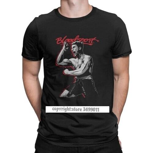 Bloodsport Movie Poster Jean Claude Van Damme Tee Shirt Men Vintage Cotton Tee Shirt Round Collar Tshirts Graphic Clothes
