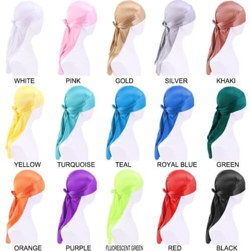 Mens Thick Silky Durags Bandanas Turban hat Wigs Doo Men Satin Durag Headwear Headband Hair Accessories Extra Long Tail Du-Rag