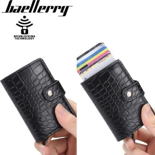 Men Crocodile Pattern Card Holder Hasp Wallet RFID Anti-magnetic Automatic Ejection Women Credit ID Card Holder Purse Card Cover
