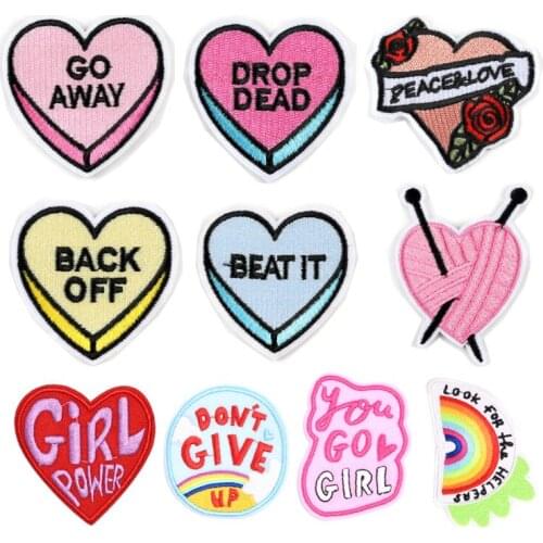 Love Heart Back Off Go Away Letter Patches Sewing Embroidered Applique for Jacket Clothes Stickers Badge DIY Apparel Accessories