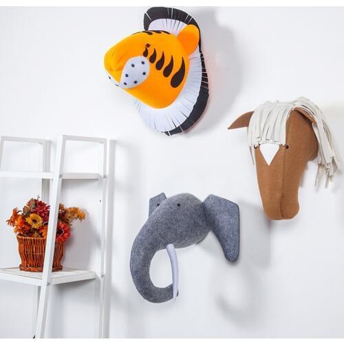 Animal Head Wall Decoration Handmade Felt Animal Heads Wall Baby Boy Room Kids Room Nursery Decor Lion Tiger Head Wall Decor