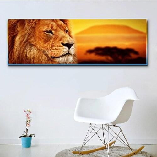 The King of Animals Canvas Painting Lion Landscape Posters Prints Wall Art Picture for Living Room Home Decoration Free Shipping