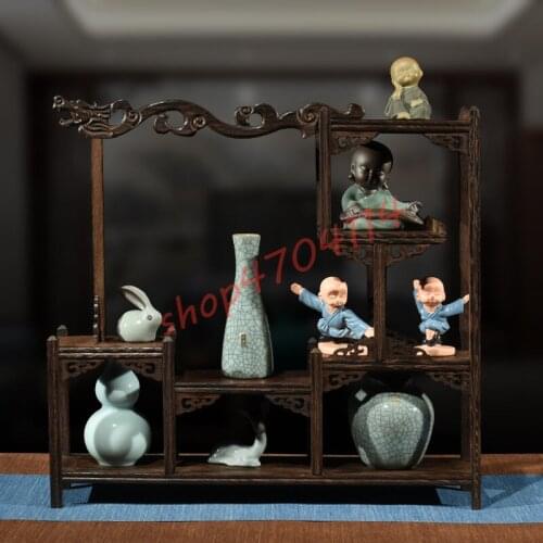 Natural Black Chicken Fin Wood, Flying Dragon in sky Bogu Frame, Exquisite Solid Wood Handicraft Display Frame
