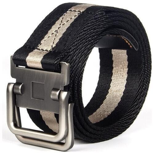 New Tactical Outdoor Sports Alloy Double Ring Button Woven Canvas Mans belt