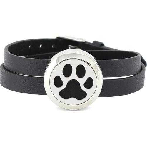 Wholesale 25mm stainless steel twisted-off essential oil diffusing aroma locket bracelet with PU leather band