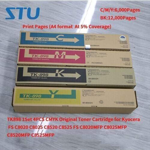 TK898 1Set 4PCS CMYK Original Toner Cartridge for Kyocera FS C8020 C8025 C8520 C8525 FS C8020MFP C8025MFP C8520MFP C8525MFP