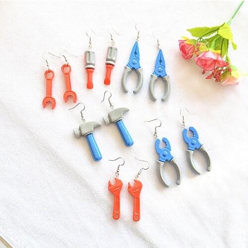 Cool Funny Industrial Style Tools Drop Earrings Female Exaggerated Simulation Hammer Vise Punk Dangle Earrings Fashion Jewelry
